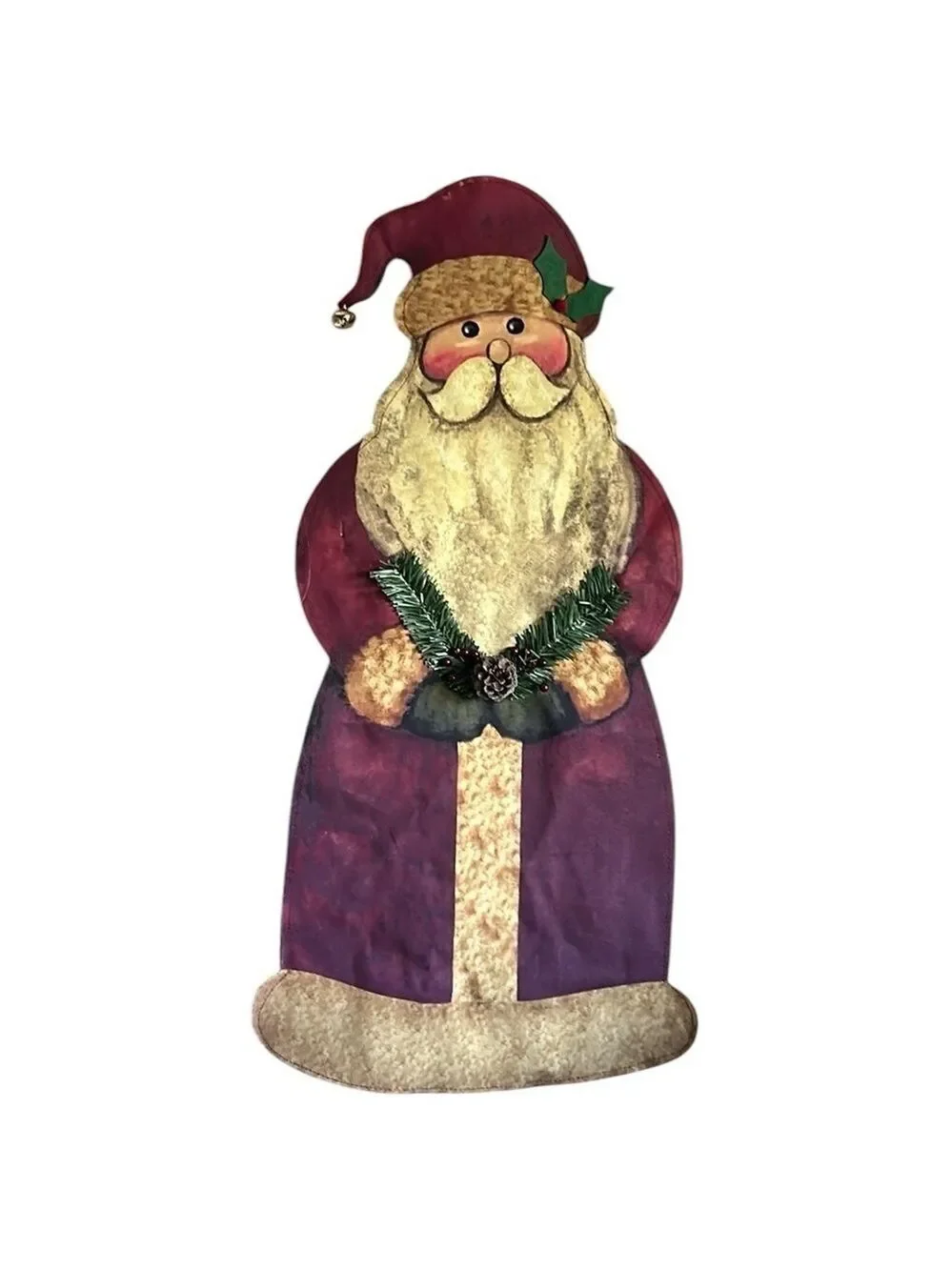 Old World Santa Vintage Christmas Coated Fabric Door Panel or Wall Hanger